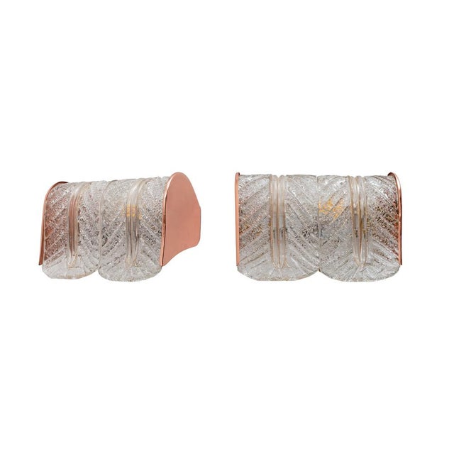 Pink Murano Glass Wall Lights with Copper Details from Barovier & Toso, Italy, 1970, Set of 2 For Sale - Image 8 of 8