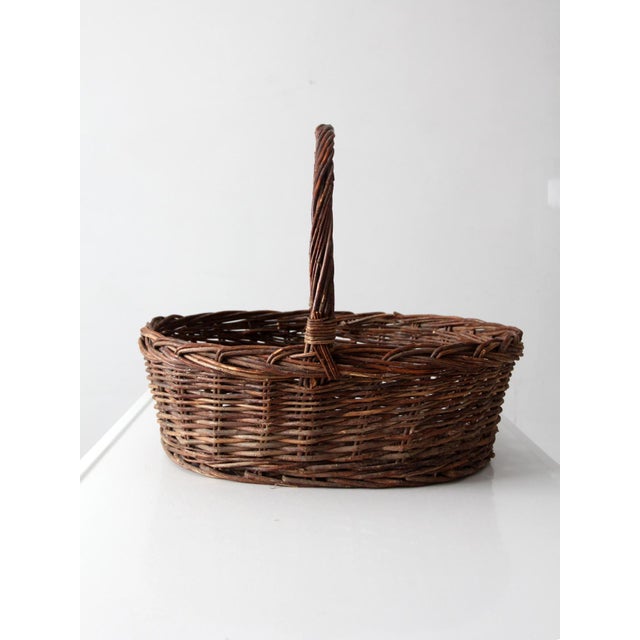 Vintage Wicker Gathering Basket For Sale - Image 12 of 14