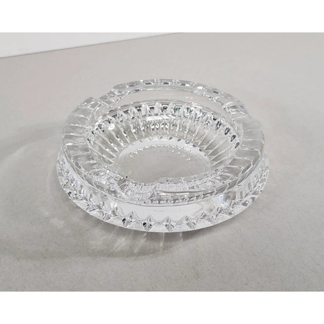Vintage Round Faceted Crystal Glass Ashtray Catchall Dish 60s For Sale - Image 10 of 10