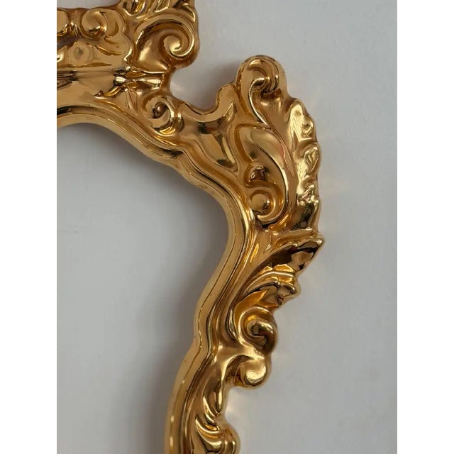 Italian Hollywood Regency Rococo Gilt Ceramic Wall Mirror Frame For Sale - Image 9 of 13