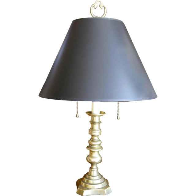 English Brass Candlestick Lamp, 19th Century For Sale - Image 6 of 6