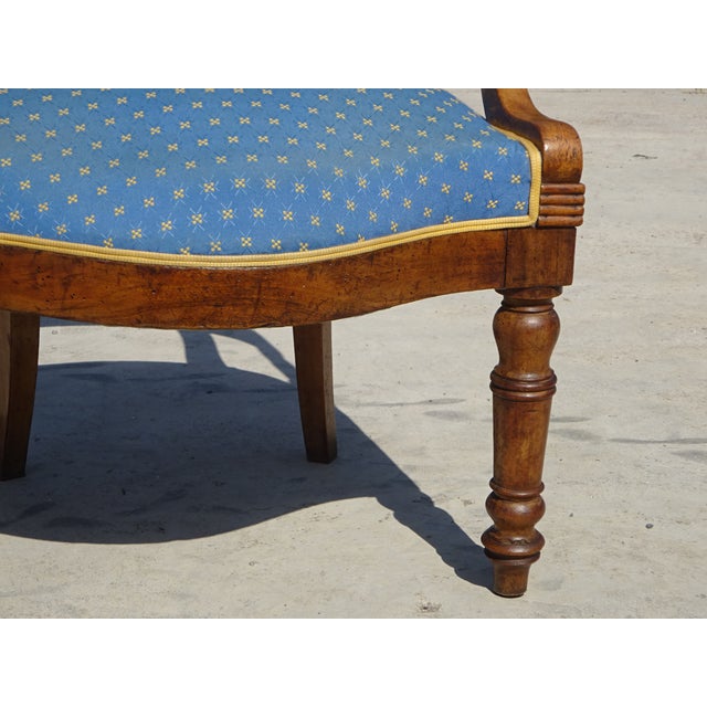 Antique Gondola Armchair in Walnut and Fabric For Sale - Image 6 of 18