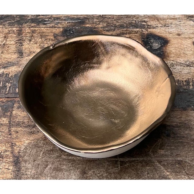 Early 21st Century Vintage Slab Built Bronzed Studio Pottery Bowl For Sale - Image 5 of 12