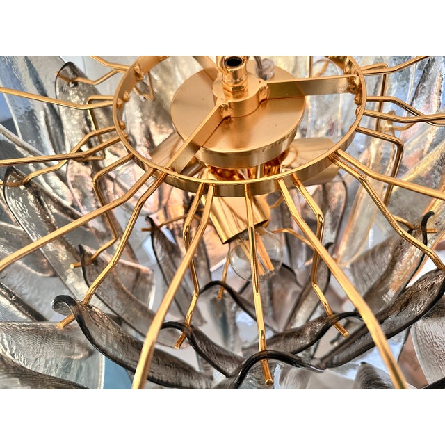 Contemporary Modern Smoked-Fumè "Rondini" Murano Glass Chandelier For Sale - Image 6 of 8
