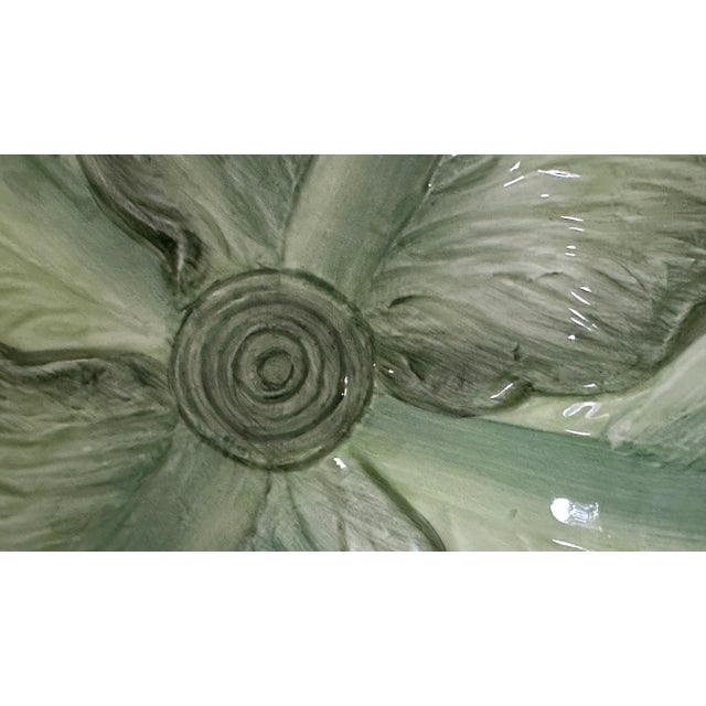 Cabbage Leaf Majolica Centerpiece Bowl For Sale - Image 4 of 10