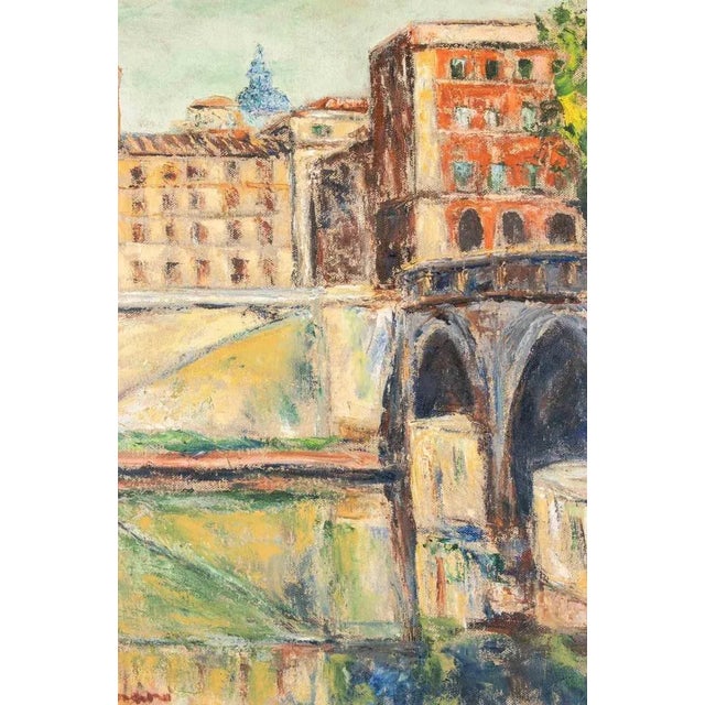 Oil on canvas realized by Pino Romanò (1934) in 1990s. Hand signed. Titled on rear. Very good condition. This piece is...