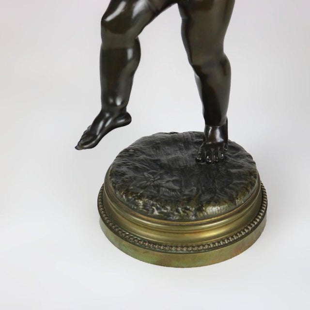 Pair of Antique Clodion Bronze Cherub Musician Sculptures Signed C1880 For Sale - Image 4 of 12