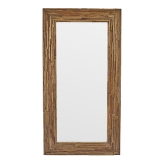 Salvaged Wood Strip Large Full Length Mirror For Sale