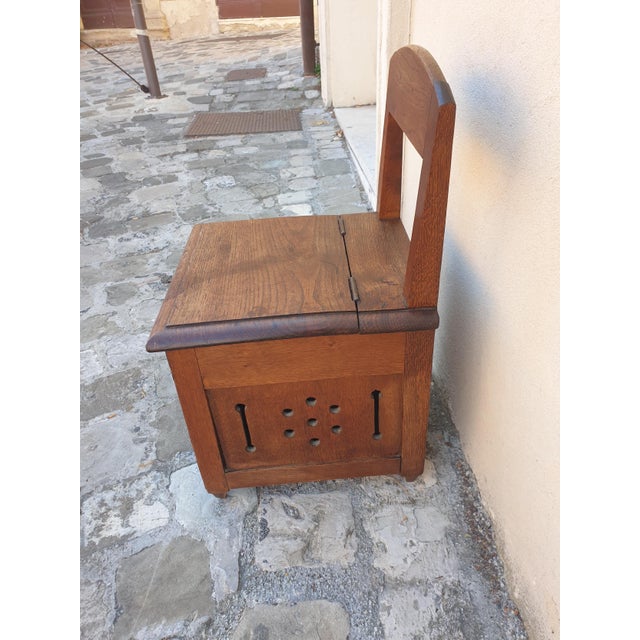 Small Rustic Work Chair in Chestnut Wood For Sale - Image 5 of 6