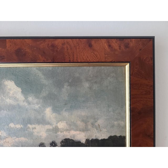 Green Small Antique 19th Century Oil Painting Moody Rural Landscape Scene For Sale - Image 8 of 12