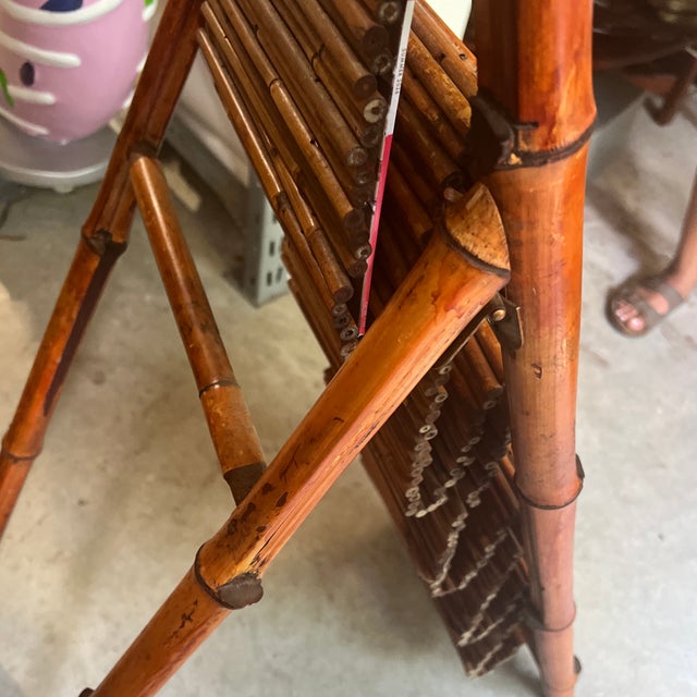 Vintage Standing Bamboo Magazine Rack For Sale - Image 11 of 11