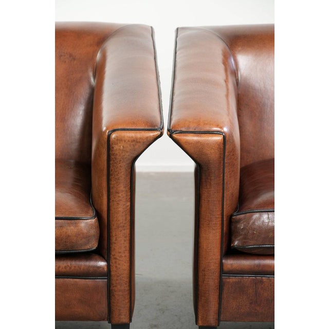 Art Deco Club Chairs in Sheepskin Leather, Set of 2 For Sale - Image 10 of 16