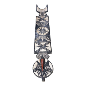 VTG Large African Bobo Bwa Plank Black & White Mask Sculpture Burkina Faso 79" H