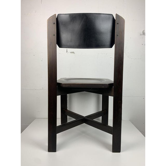 Brutalist Architectural Dining Chairs in Beech Wood, 1970s, Set of 4 For Sale - Image 4 of 18