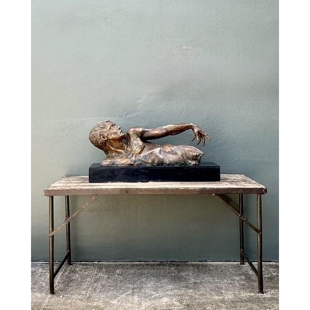 Wood Vintage Patinated Figurative Sculpture of Man For Sale - Image 7 of 12