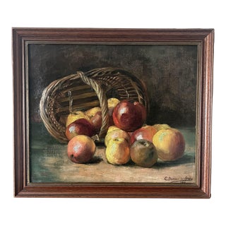 1901 French Fruit Still Life Oil Painting For Sale