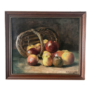 1901 French Fruit Still Life Oil Painting