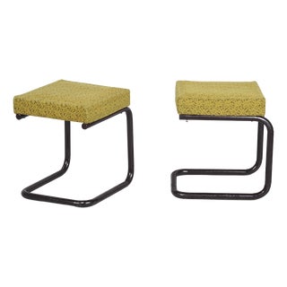 Czech Bauhaus Stools in Tubular Steel, 1930s, Set of 2 For Sale