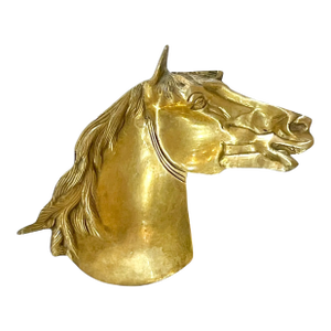 Vintage English Brass Horse Head Form Dish Ashtray