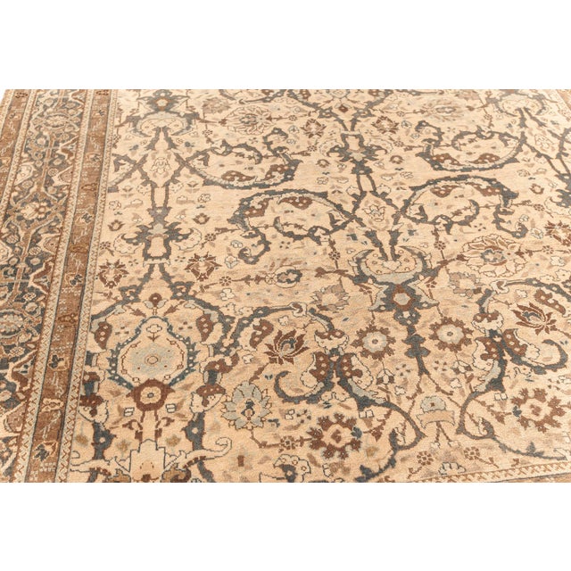Textile Authentic Persian Tabriz Rug in Beige, Blue, Brown and Gray For Sale - Image 7 of 8