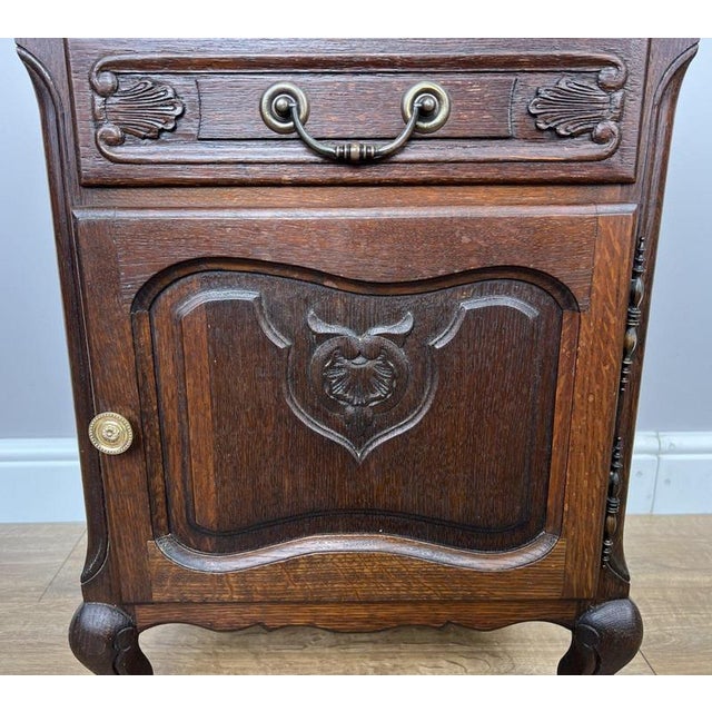 Vintage French Louis XVI Oak Bedside Table For Sale - Image 5 of 11