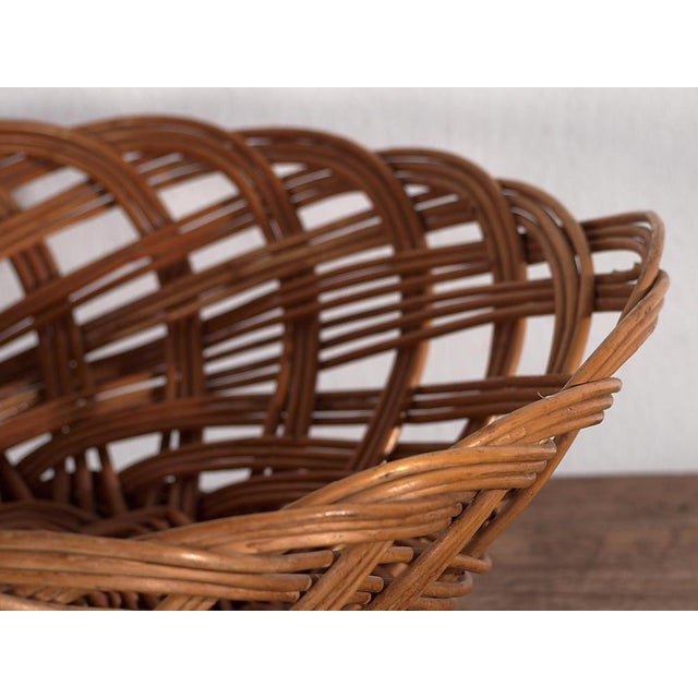 Rustic Small Vintage Wicker Basket, 1920 For Sale - Image 3 of 5
