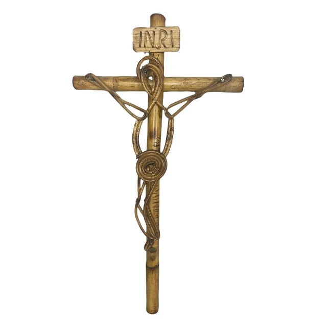 Italian Christ Figure in Rattan, 1960s For Sale - Image 9 of 10