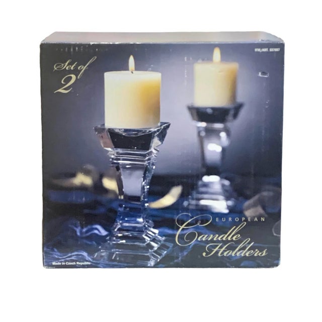 Crystal Candle Holders - Set of Two For Sale - Image 4 of 4