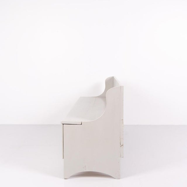 Antique Grey Storage Bench in Pine Wood, 1890s For Sale - Image 3 of 11