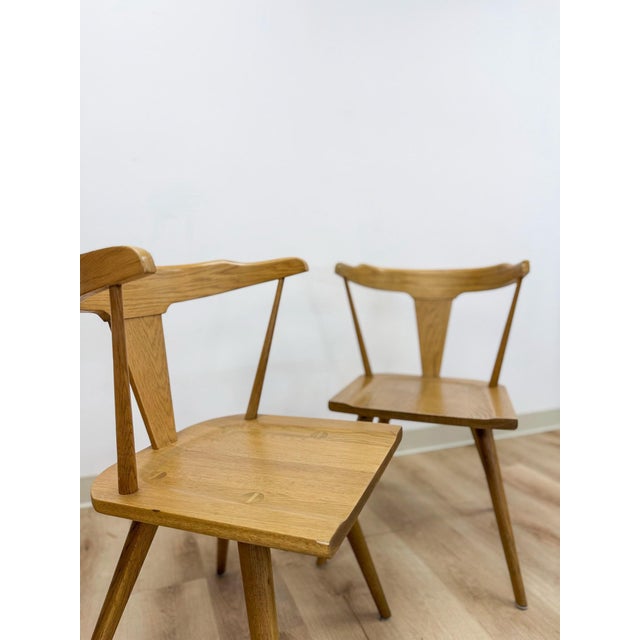 Early 21st Century Modern MCM Style Windsor Chair Pair Mortise Tenon Joinery Dining Accent For Sale - Image 5 of 13
