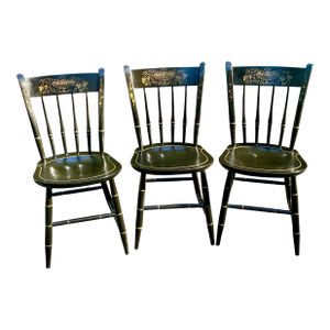 Late 20th Century Nichols and Stone Ebonized Hitchcock Style Chairs