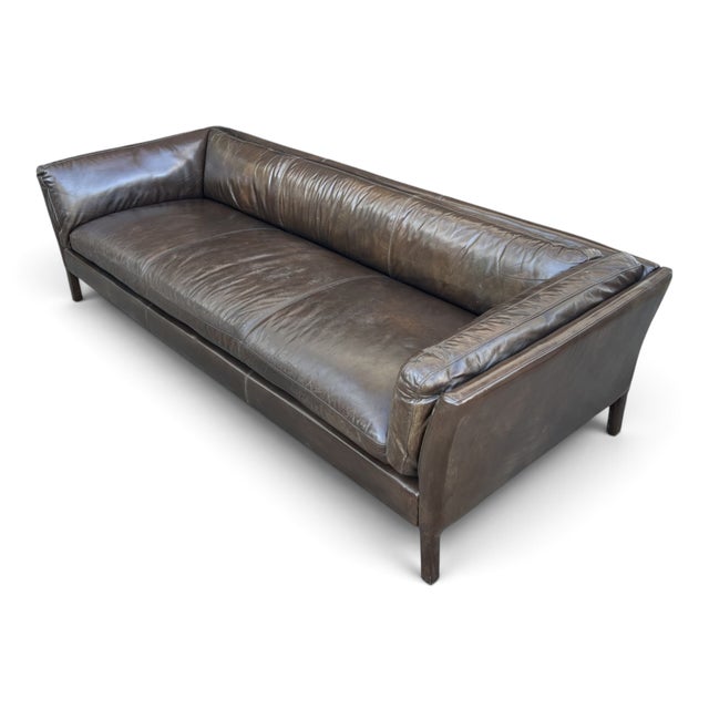 Restoration Hardware Sorensen Sofa in Tobacco Brown Leather With Natural Patina For Sale - Image 14 of 16