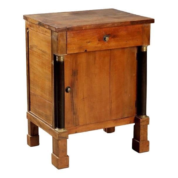 Empire Walnut Bedside Table For Sale