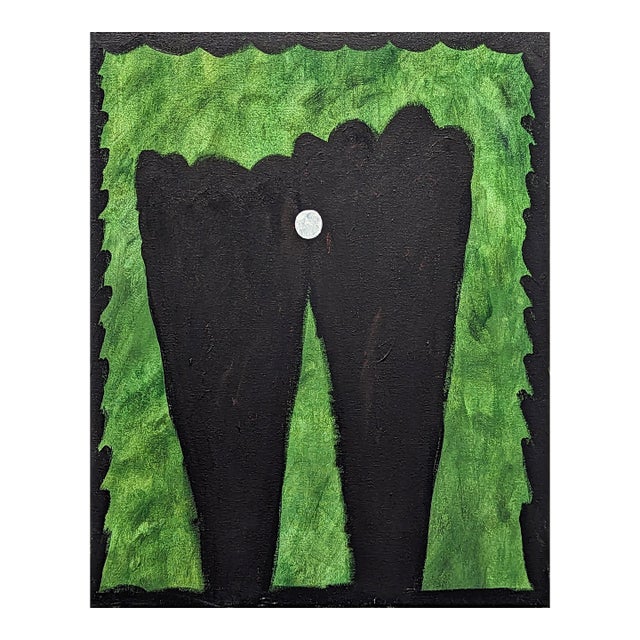 Emmanuel Araujo "Black Hedge" Contemporary Green Geometric Hard-Edge Abstract Painting, 2024 For Sale