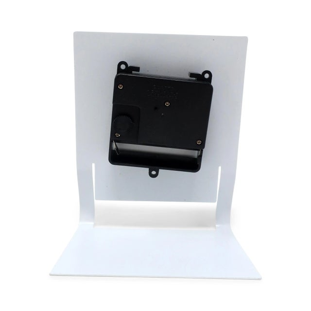 Metal 1980s White Metal Desk Clock by Time Square For Sale - Image 7 of 8