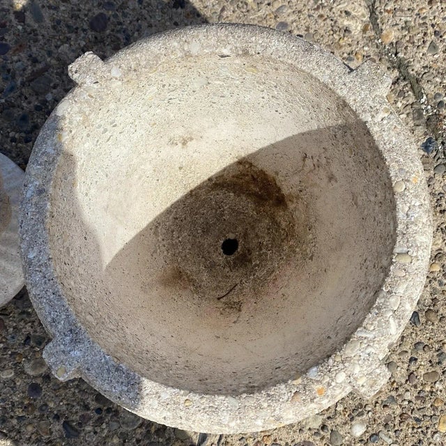 Vintage Greek Classical Style Concrete Greek Key Garden Flower Planter Pot, Pair For Sale In Philadelphia - Image 6 of 8