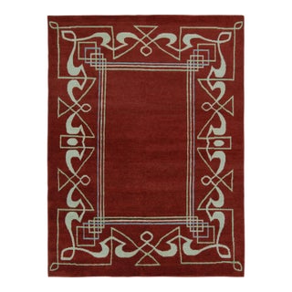 Rug & Kilim’s French Style Art Deco rug in Red & White Geometric Patterns - 12x15 For Sale
