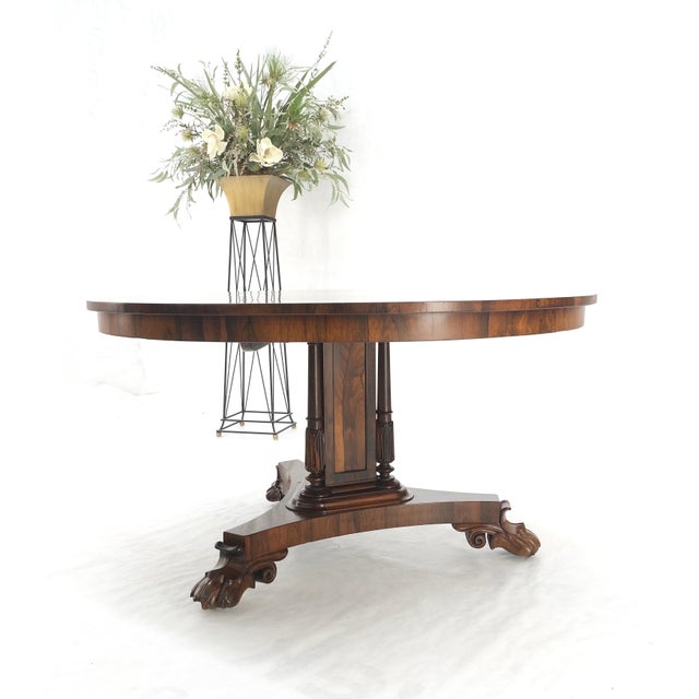 Brown Large 52" Diameter Round Tilt Top Rosewood Empire Dining Breakfast Table For Sale - Image 8 of 12