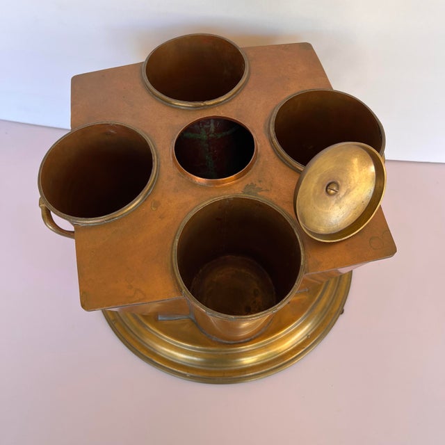 1960s Vintage MidCentury Art Deco Style Tapered Copper & Brass Wine