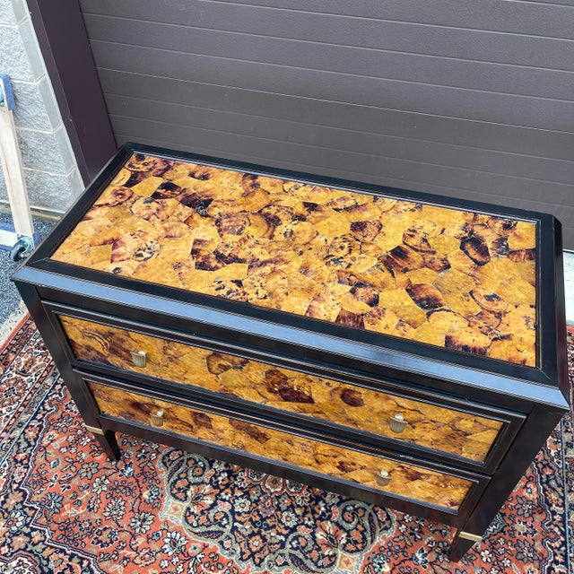 A 21st century Hooker Seven Seas collection contemporary two drawer chest in black with a penshell top and drawer fronts,...