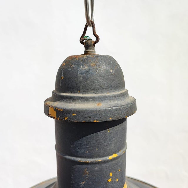 Industrial Pendant in Metal and Glass For Sale - Image 4 of 7