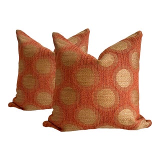 Burnt Orange Chenille Pillows - a Pair For Sale