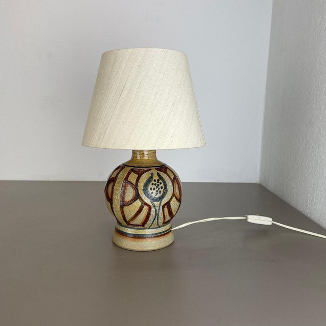 Article: ceramic table light base. Producer: soholm, denmark. Decade: 1970s. This original vintage ceramic pottery light...