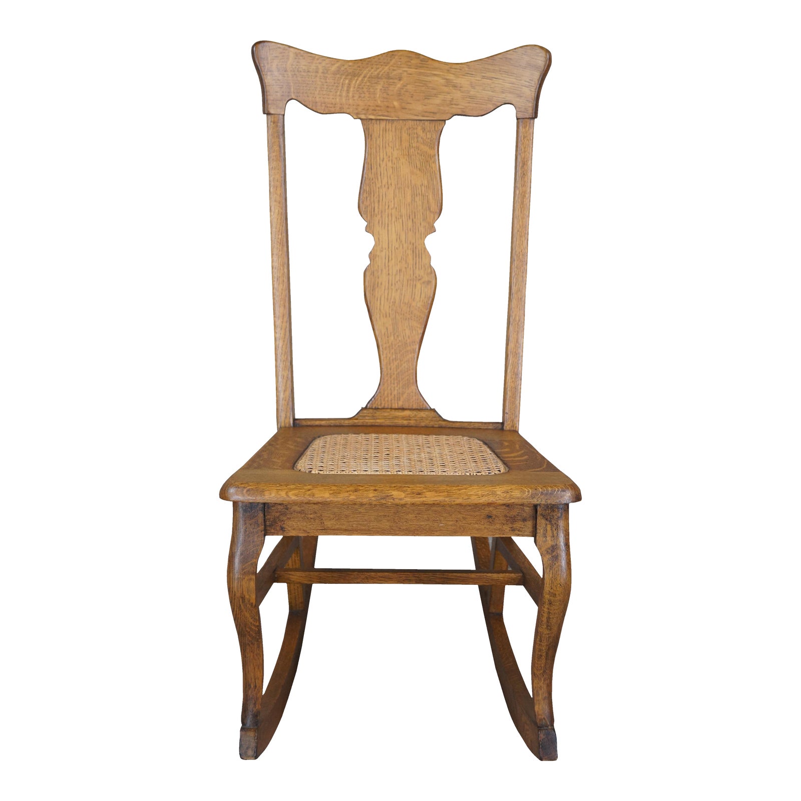 Antique Victorian Stomps Burkhardt Quartersawn Oak Caned Rocker Rocking Chair Chairish