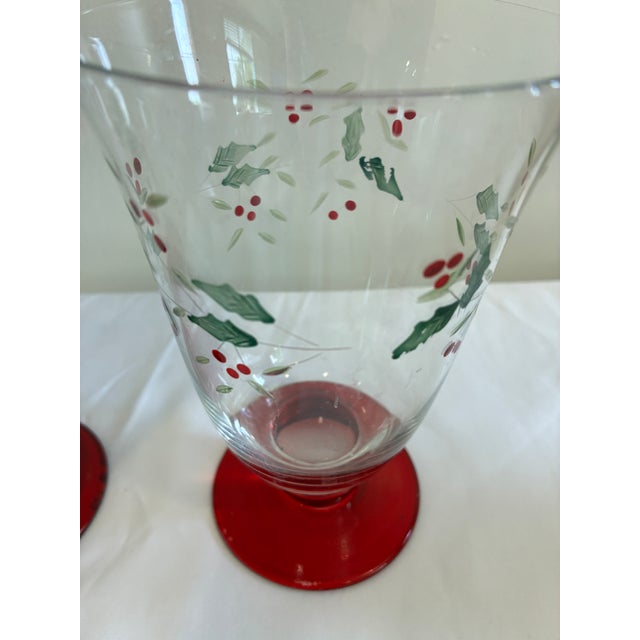 Glass Vintage Pfaltzgraff Holly Berry Holiday Glasses - Set of 2 For Sale - Image 7 of 10
