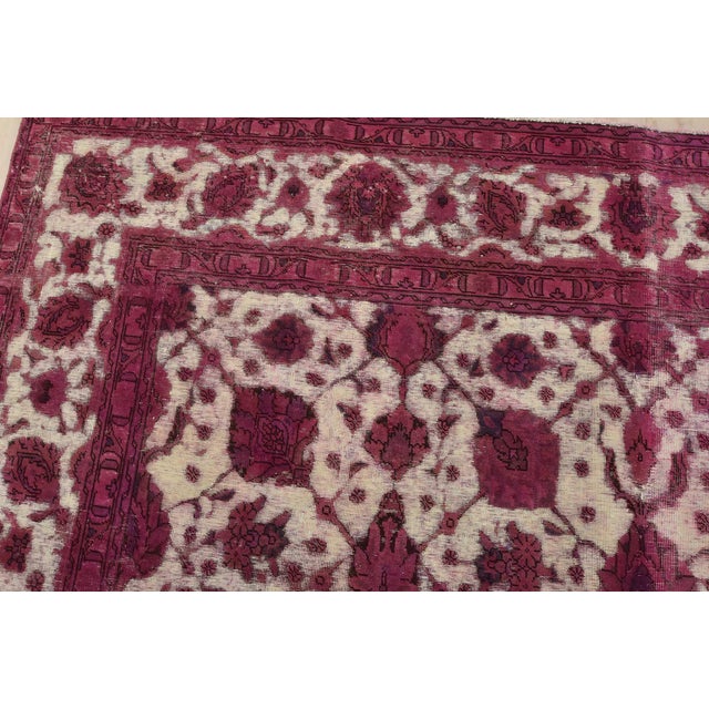 Textile Tabriz Rug 10′ X 12’8” Pink Wool Vintage Overdyed Hand-Knotted Oriental Carpet For Sale - Image 7 of 15