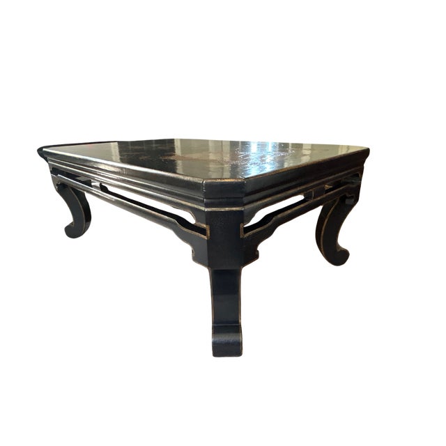 Black Rose Tarlow “Sung” Coffee Table – Hand-Painted Chinoiserie in Crackled Black Lacquer For Sale - Image 8 of 9