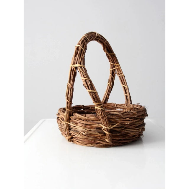 Vintage Rustic Wicker Basket For Sale - Image 4 of 11