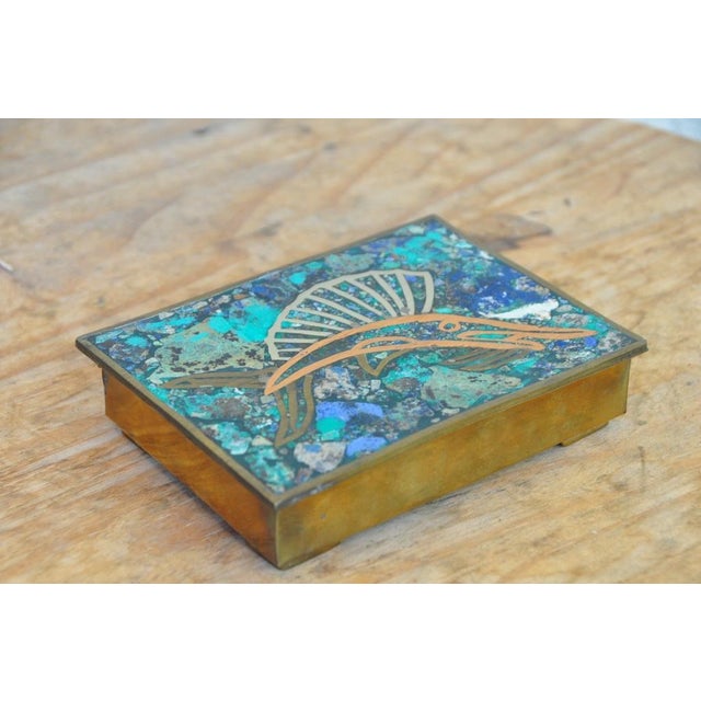 E3【used】Los Castillo mixed メタルボックス Mid 20th Century Gemstone and Mixed-Metal Inlaid Hinged Box