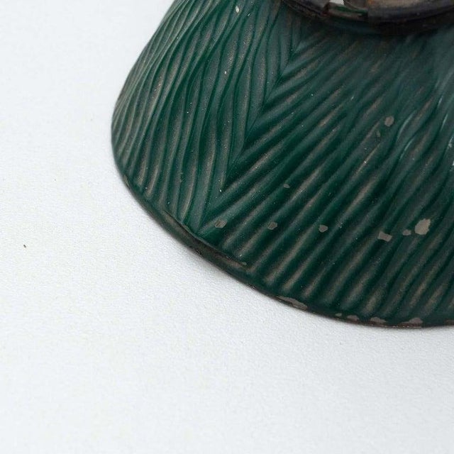 French Vintage Green Glass Ceiling Lamp, 1940 For Sale - Image 13 of 14